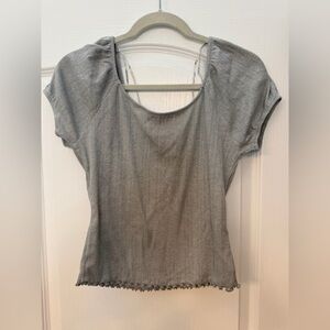 Pink Rose Heather Gray Short Sleeve Top, L, NWT